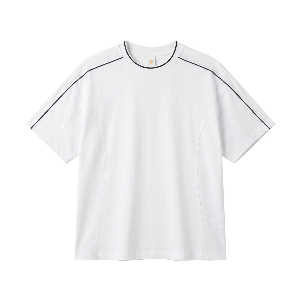 Custom Solid Color Contrast Stitching Placket Collar Pure Cotton t Shirt for Men with Dropped Shoulder Short Sleeves Matching
