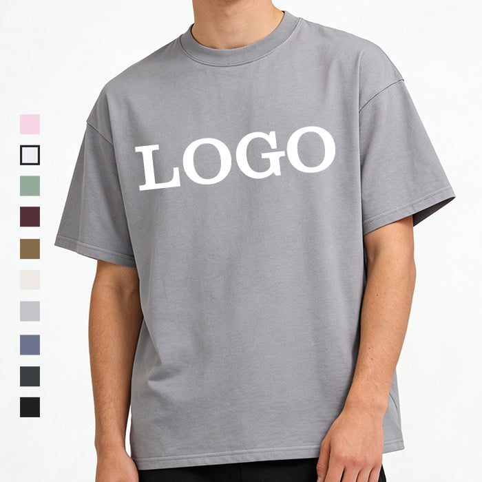 Wholesale Tshirt Oversized High Quality Men's T-shirts Basic Drop Shoulder Heavy Cotton Streetwear Loose Short Sleeve T-shirt