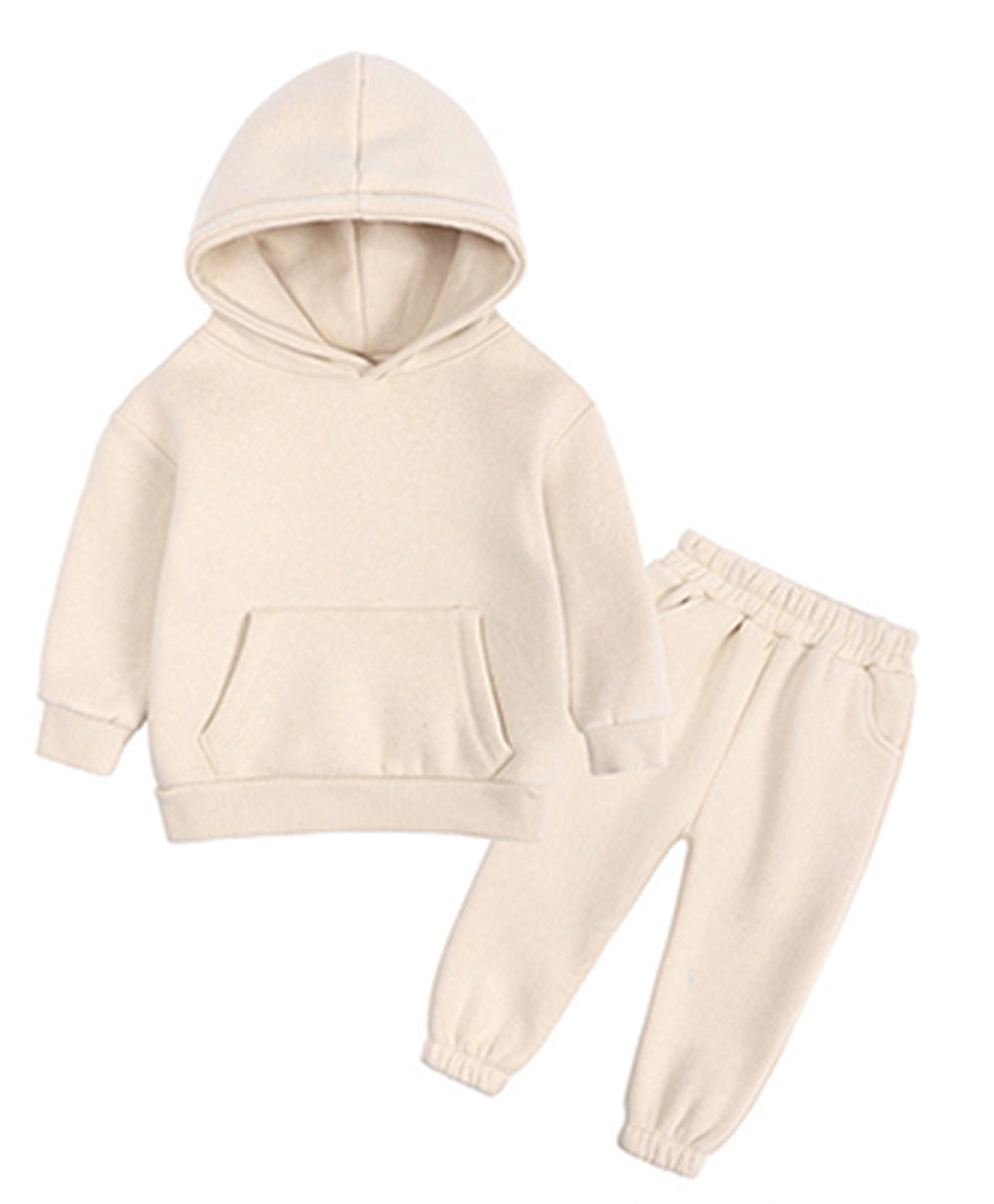 8 Color Fleece Children's Clothing Small Medium and Large Sizes Boys and Girls Hooded Fleece Sports Outfit with Vest Set Suit