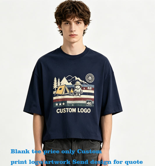 Loose Fitting Cotton Casual Brand 320g Loose Fitting Short Sleeved Plain Men's t Shirt Unisex High Quality Summer Version