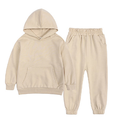 Wholesale Customized 7 Color Children's Clothing Small Medium and Large Size Boys and Girls Hooded Sports Outfit Sweatshirt Sets