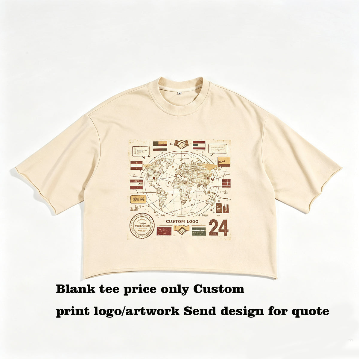 High Quality Round-neck Short Wide Ribbed t Shirt Plain Oversized Heavyweight Tshirts Loose Edge Casual Men's Short Sleeved