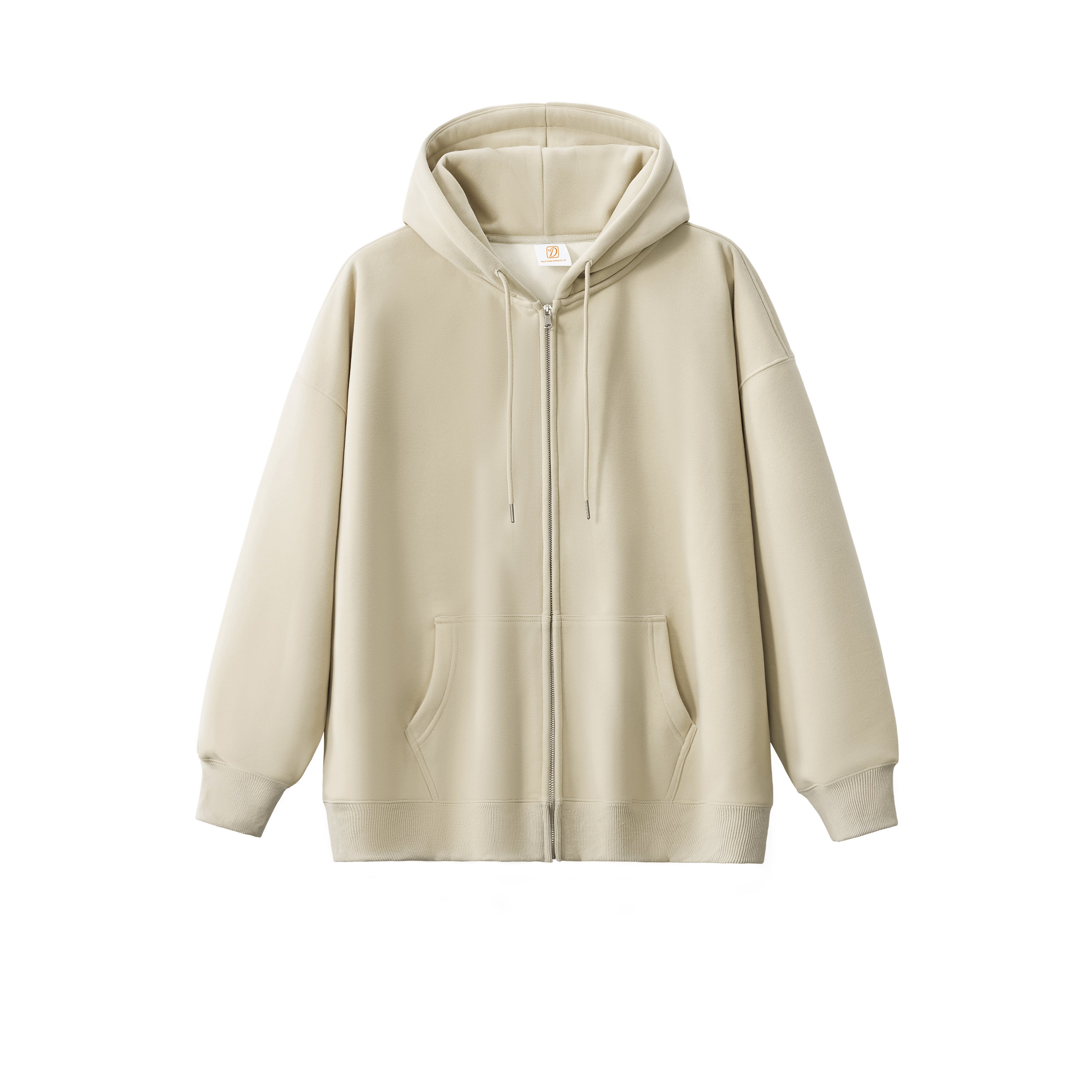 Wholesale High Quality Custom Zip up Fleece High Quality Loose Drop Shoulder Puff Printing Unisex Oversized Blank Hoodie