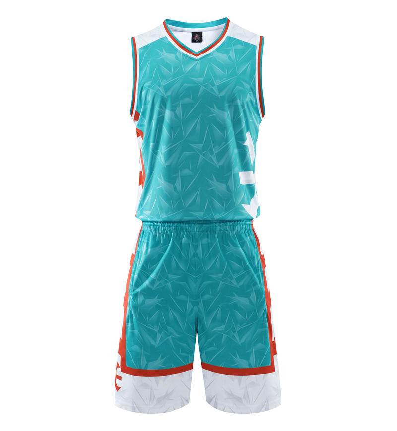 Wholesale Customized 5 Color Men's and Women's 100% Polyester Fiber V Neck Basketball Uniform Set Basketball Jacquard Fabric