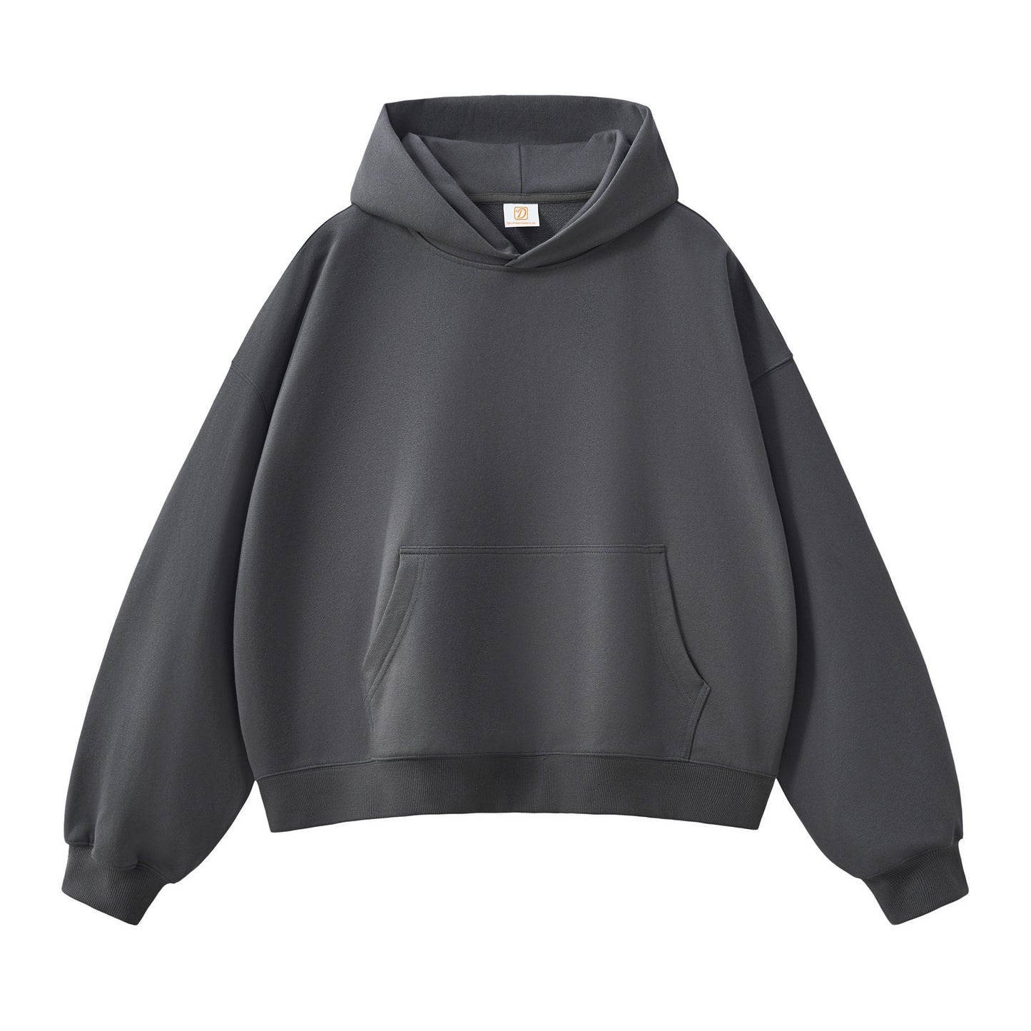 Boxy Fashion Hoodie Embroidery Custom Short Style Streetwear Terry Heavyweight Pure Color 420G High Quality Drop Shoulder Hoodie
