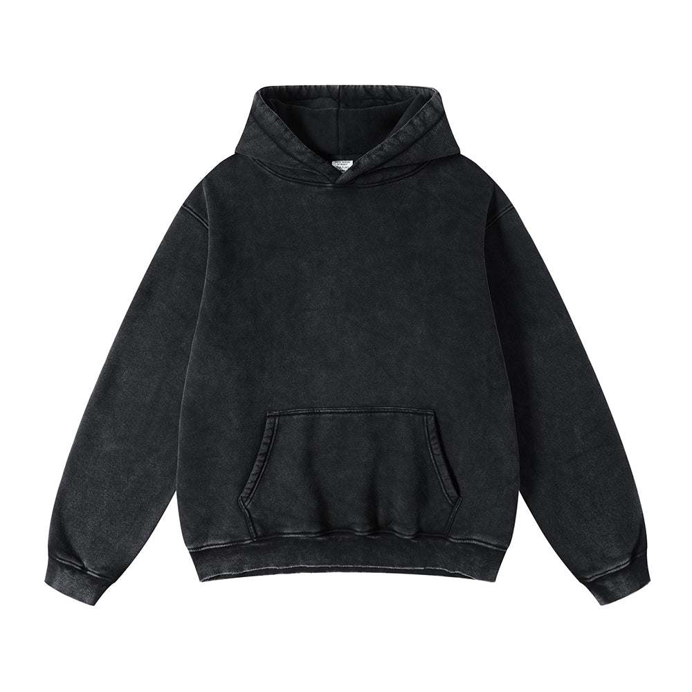 Customized Washable Batik Distressed Fleece Pullover Without a Hood and with a Rope Strap Unisex Hoodies Winter Collection