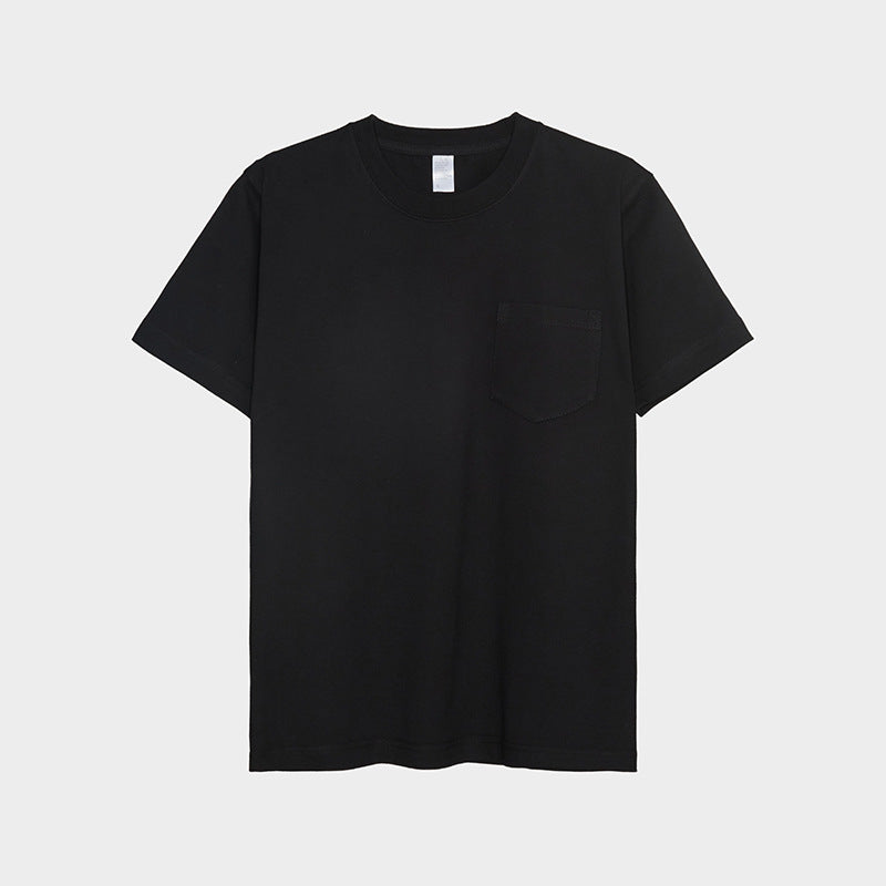 100% Cotton Heavyweight Basic Pure Color Unisex High Quality Drop Shoulder Soft Fabric Design t Shirt with Pocket
