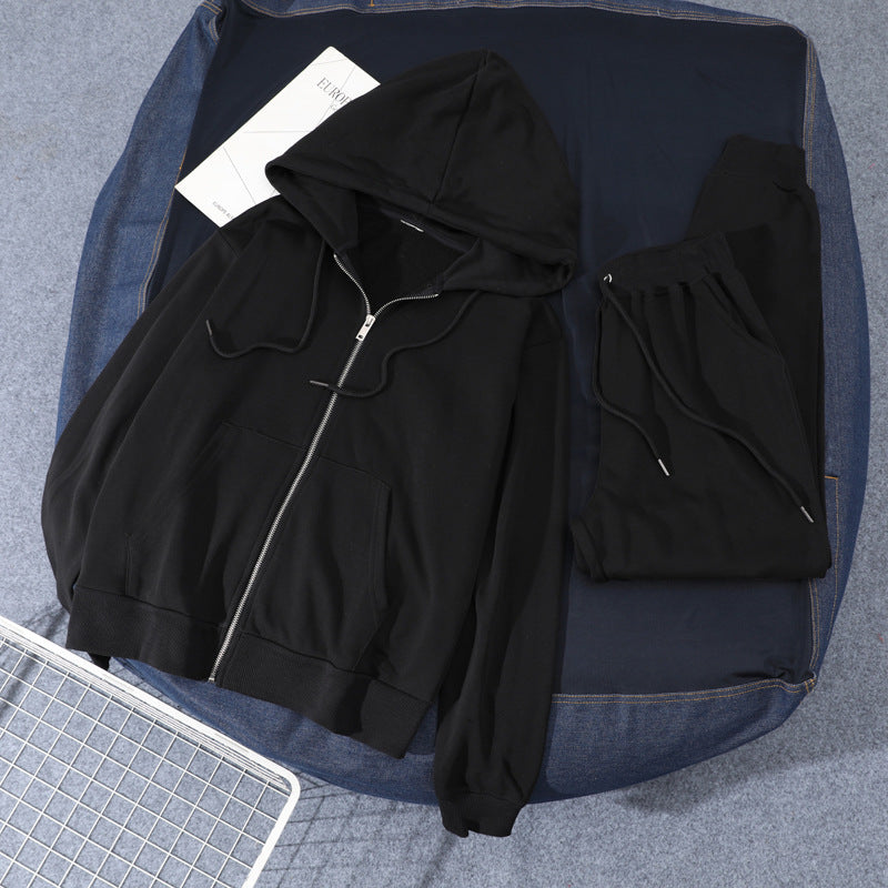 Customized 4 Color Hooded Zipper Long Sleeved Pullover Women's Ankle Length Pants Two Piece Set with Good Fabric Quality Suit