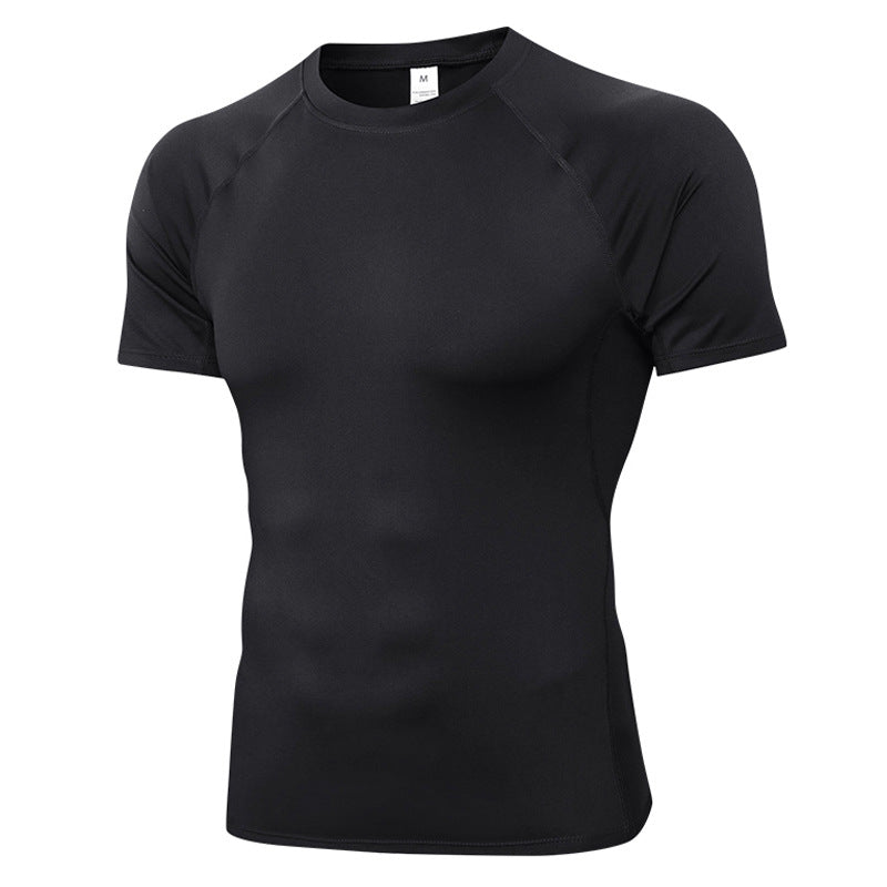 7 Color Men's Quick Drying Short Sleeved Sports Running Fitness Sweat Wicking T Shirt High Elasticity Training Short Sleeved Top