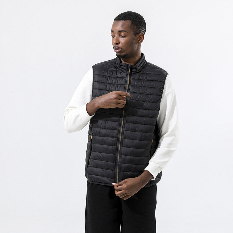Manufacturer 4 Color Down and Cotton Men's Stand up Collar Sleeveless Warm Vest for Autumn and Winter blazer for Men Jacket