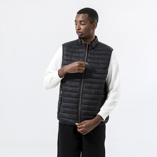 Manufacturer 4 Color Down and Cotton Men's Stand up Collar Sleeveless Warm Vest for Autumn and Winter blazer for Men Jacket