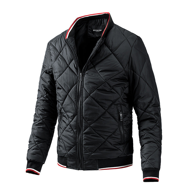 Customized LOGO Four Color diamond Shaped Grid Quilted Plain Oversized Jacket for Men in Large Size Personalized Design