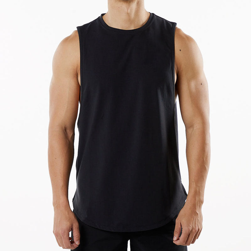 Custom Sleeveless T-shirts Plain Black Oversized Summer Sport Spandex/Cotton High Quality Puff Prin Pure Color Men's T-shirts