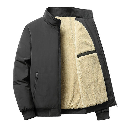 3 Color Fleece Thickened Jacket for Men Winter Casual Jacket Men's Stand up Collar Cotton Coat extra Large Size Coat for Men