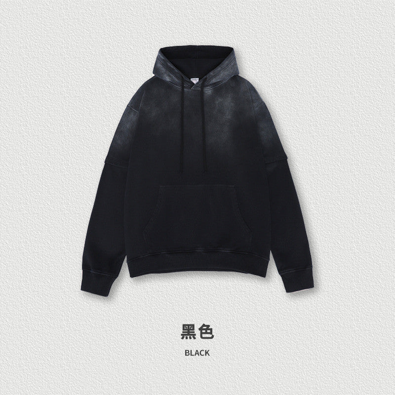 100% Cotton Terry Fake Two Piece Oversized Heavyweight Washed Custom Puff Print High Quality Drop Shoulder Hoodie