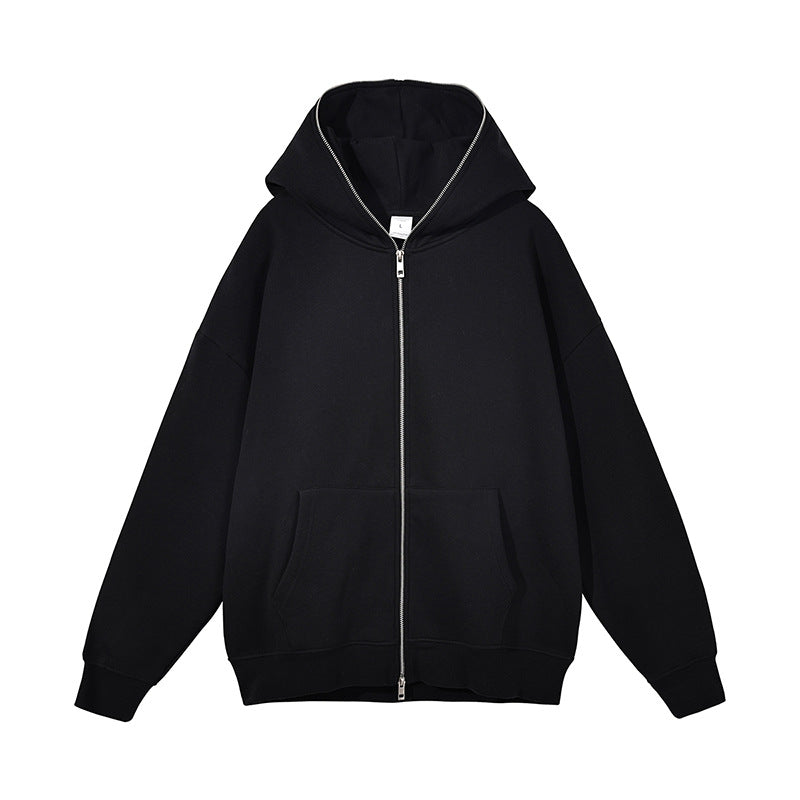 Oversized Blank Full Face Zip Fleece Loose High Quality Streetwear Polyester and Cotton Hoodie Manufacturers
