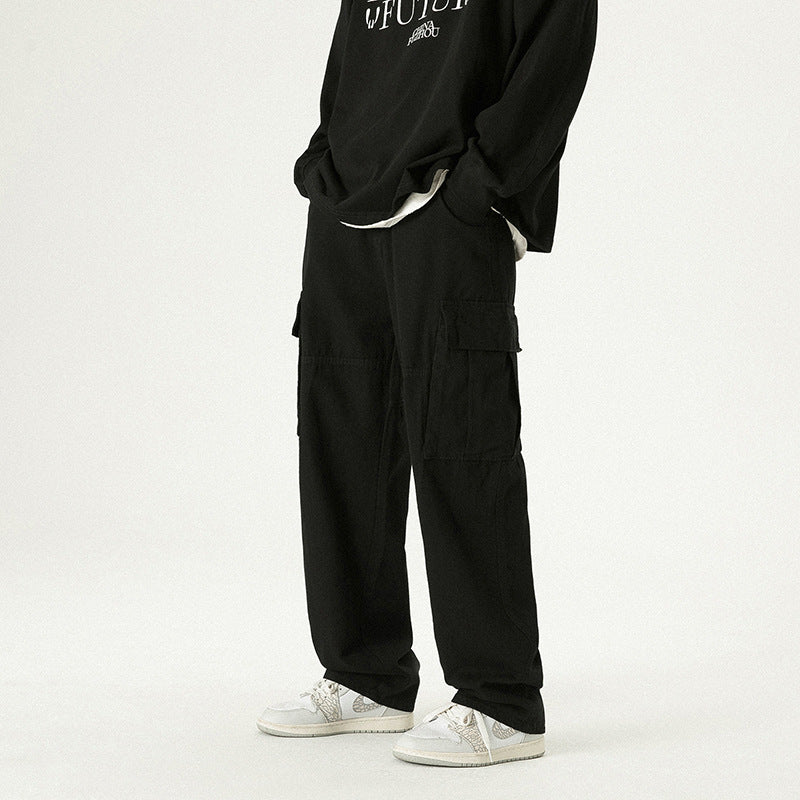 100 Cotton 3 Color American Trendy High End Casual Work Pants for Men Cityboy Streetwear Loose Straight Wide Leg Sweatpants