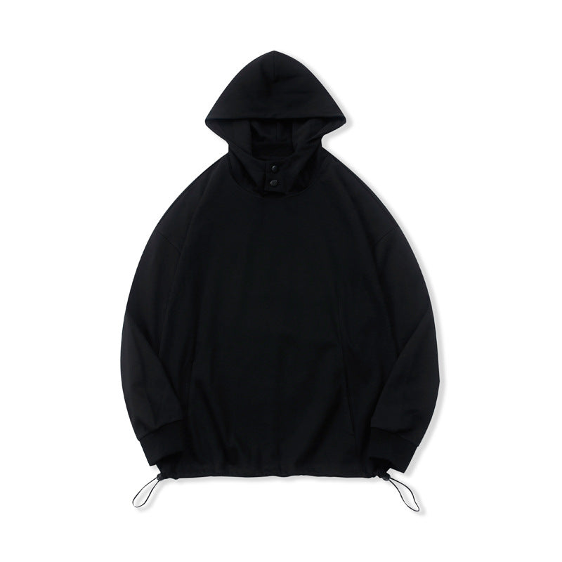 Streetwear High Quality Oversized Windproof Cap Pocket Heavyweight Polyester and Cotton Black Distressed Embroidery Hoodies