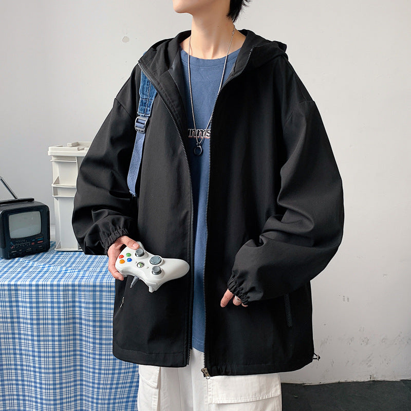 Oem 6 Color Loose Hooded Jacket Korean Version Trendy Youth Casual Sports Cardigan Simple Outerwear Fall and Winter Style