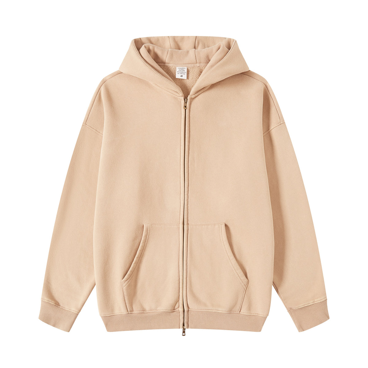 Mens Unisex Oversized Fashion Heavyweight Hoodies Zip up Puff Print Hoodie Washi Dyeing Padded Zipper Hoodless Pullover Hoodies