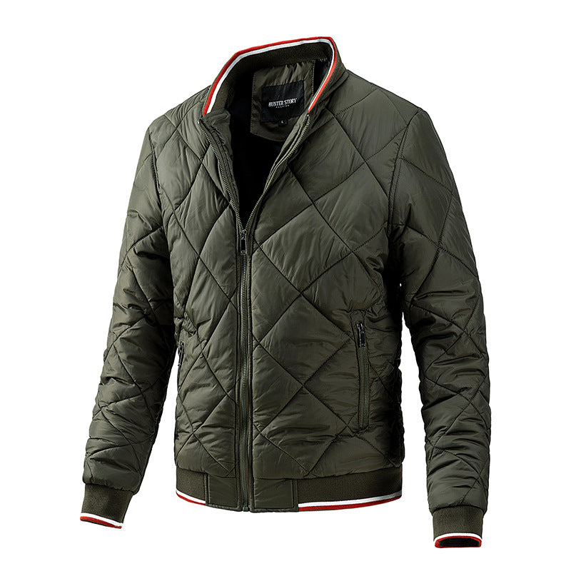 Customized LOGO Four Color diamond Shaped Grid Quilted Plain Oversized Jacket for Men in Large Size Personalized Design