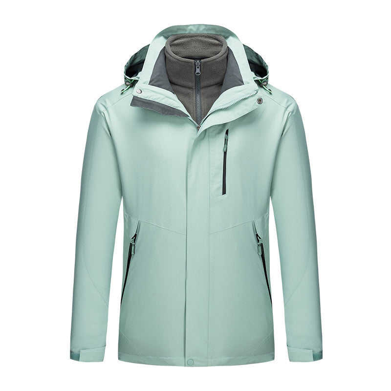 7color Three in One Waterproof Jacket the Outer Layer and Inner Liner Detached Combined or Worn Separately the Hat Can Removed