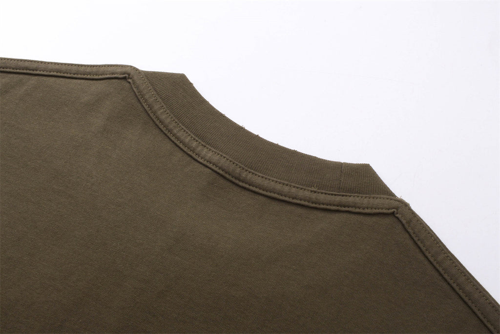 Heavy Weight Frayed Edge Washe Drop Shoulder High Quality 100% Cotton Loose Pure Color Custom Screen Puff Print Fashion T-Shirts