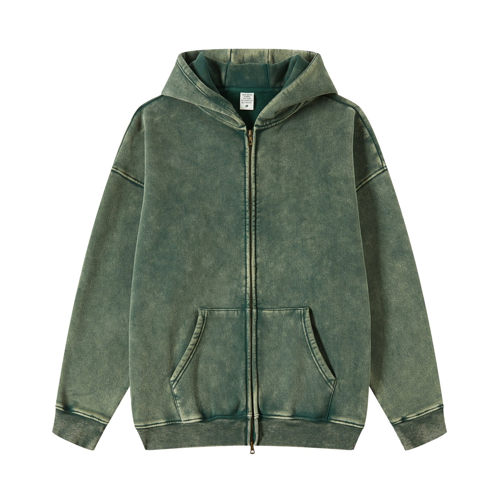 Washi Dyeing Padded Zipper Hoodless Pullover Sweater You Can Customize Your Favorite Pattern Own Exclusive Design American Style