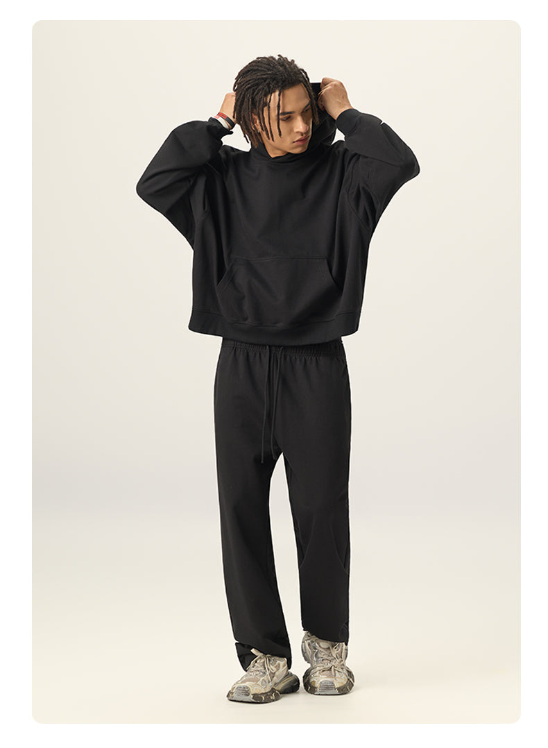 Mens Boxy Style Short Sleeve Fleece Hoodie with 420G Thick Fleece and a Hooded Design Oversized Hoodie Fall and Winter Style