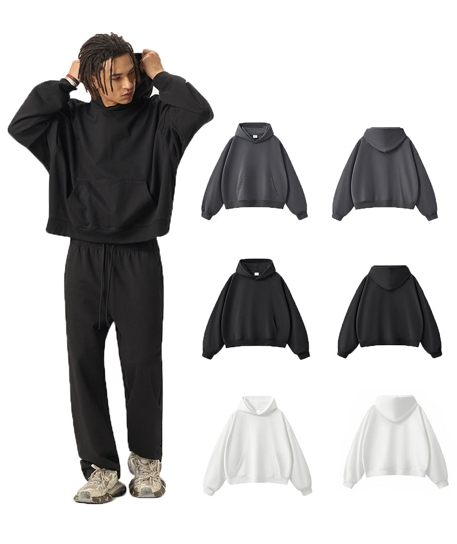 High Quality Thick Custom Logo 420g Fashion Short Boxy New Style Drop Shoulder Hoodie