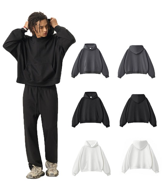 High Quality Thick Custom Logo 420g Fashion Short Boxy New Style Drop Shoulder Hoodie
