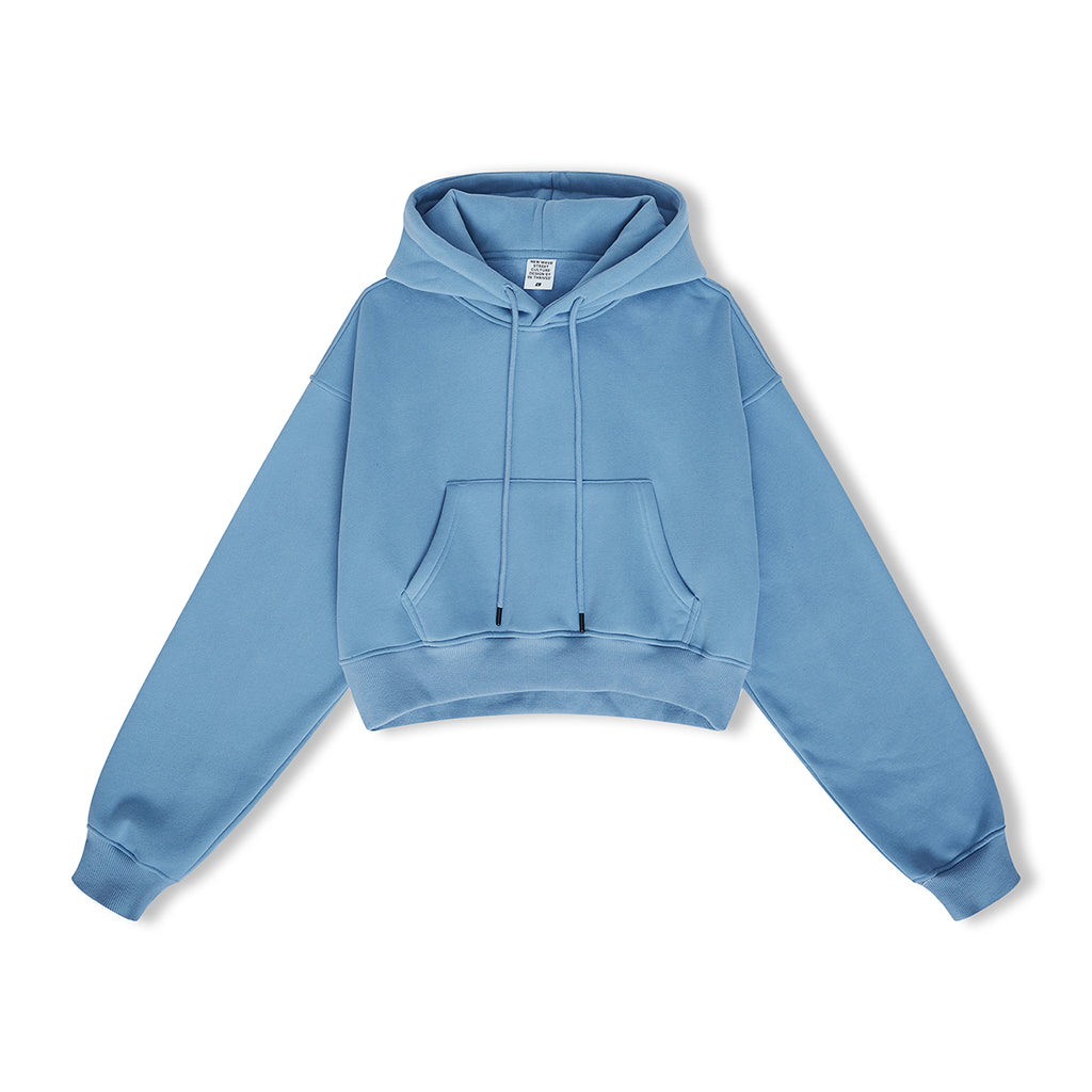 Wholesale Hoodies 12 Color Fleece Hooded Women's Short Sleeve Crop Top in Solid Color High Quality Plain Hoodies for Printing