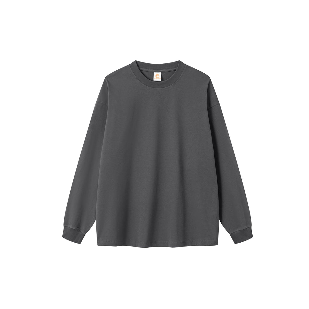 Streetwear T-shirt Loose High Quality Sport Round Neck Custom logo Pure Color Blank New Design Long Sleeve Personalized T-shirt