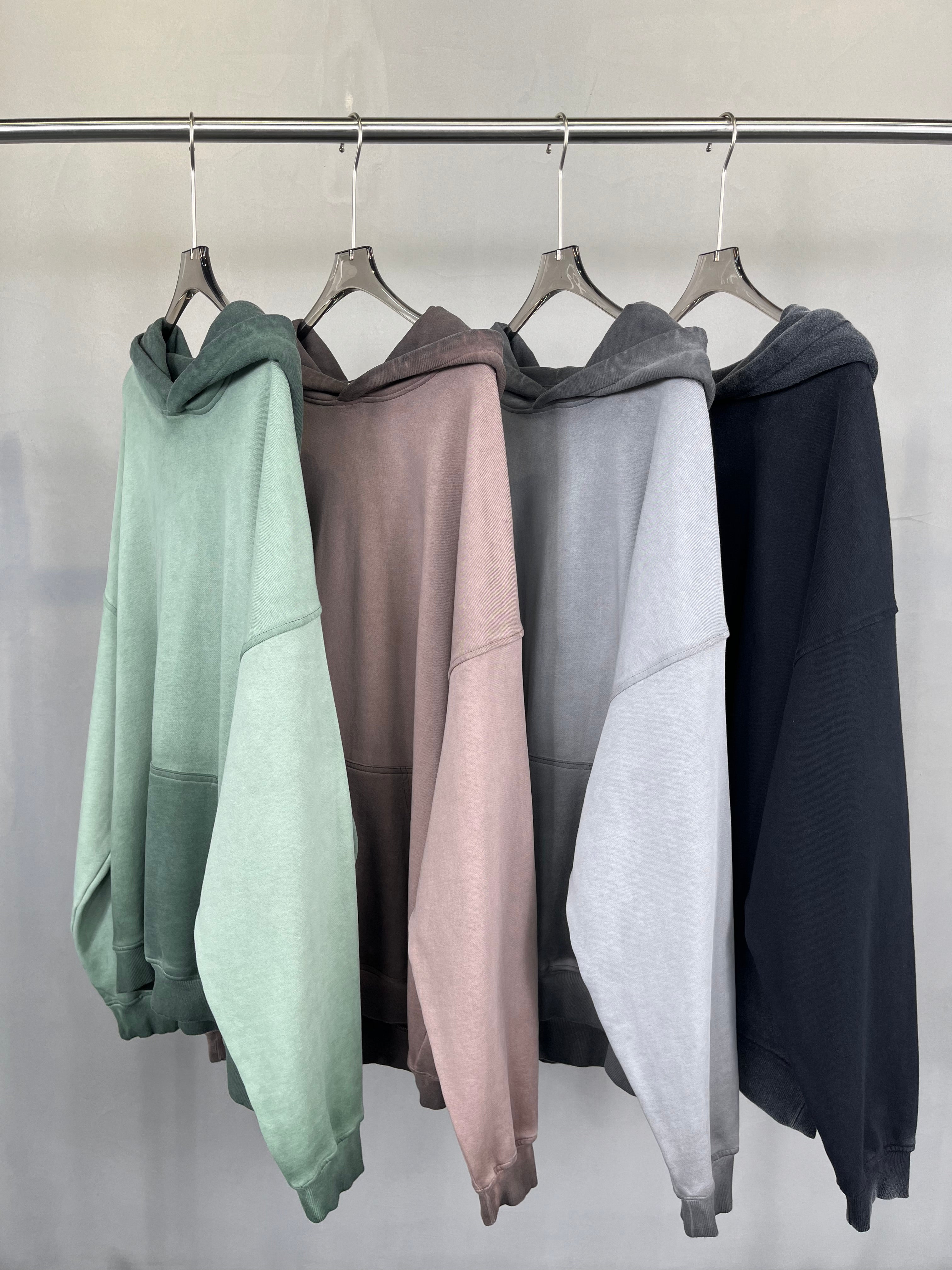 430G Heavyweight 100% Cotton Sublimation Distressed Embroidery Drop Shoulder French Terry Acid Wash Fashion Hoodie