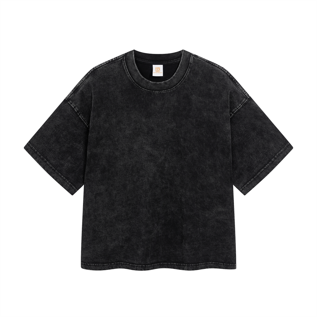 Boxy New Design Tshirt Custom Acid Wash Short Style Loose Blank Heavyweight Streetwear Fashion 100% Cotton Puff Print t Shirt