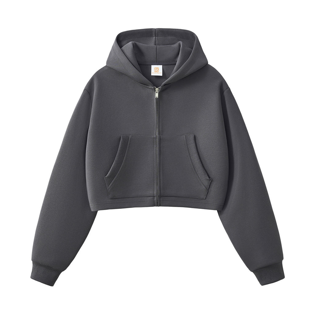 Short Style Sport Hoodies Sublimation Streetwear High Quality Screen Printed Crop Top Drop Shoulder Women's Hoodies Sweatshirts