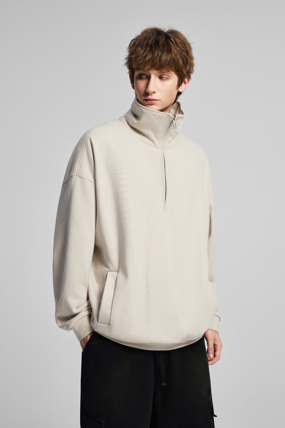 450 Grams Heavyweight Hoodie Half Zip Front Neck Pullover Sweater Is Available in Sample Form Men Tshirts High Quality Hoodies