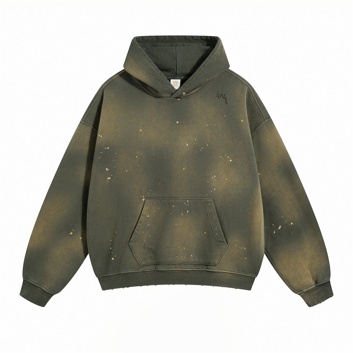 Wholesale Custom Wax Printing Heavyweight Broken Screen Printed Drop Shoulder Streetwear High Quality Men's Hoodies
