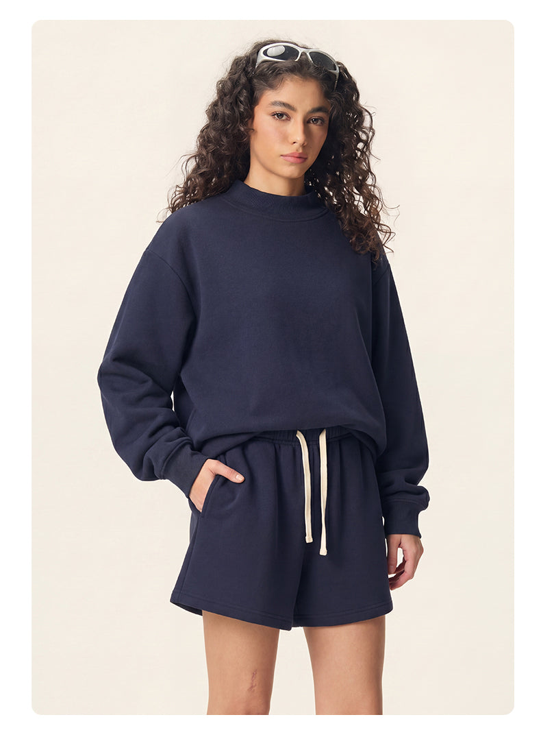 Spring and Autumn Collection Half Neck Fleece Pullover with Added Insulation for Round Neck Style Hoodies From a Trendy Brand
