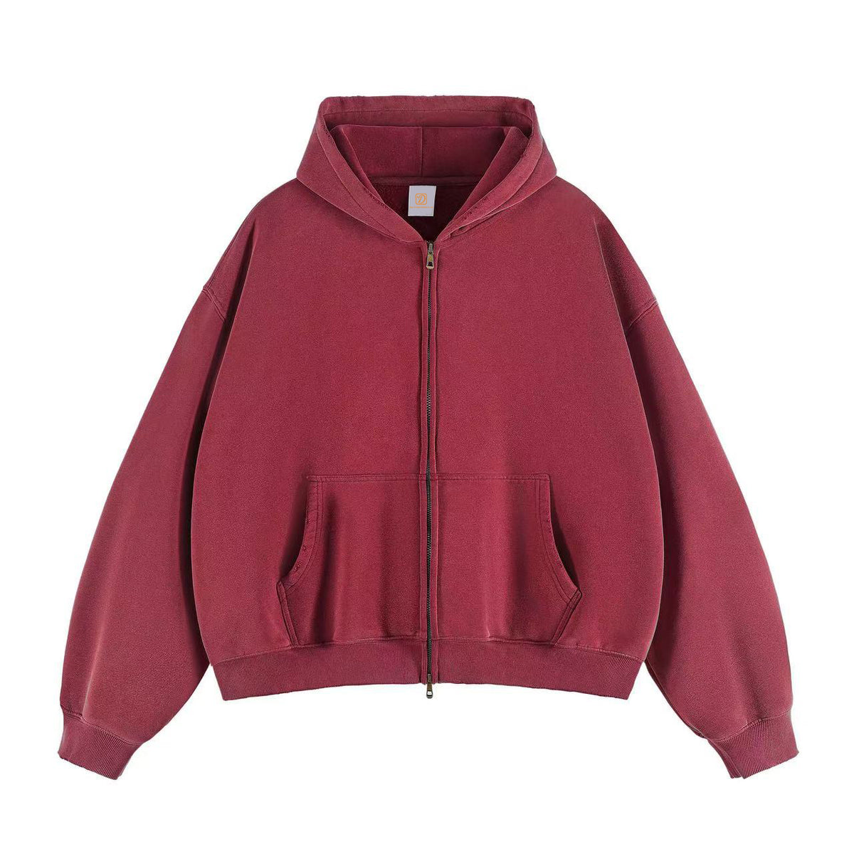 Custom Men's Fashion Hoodies Boxy Shaped Fleece Heavyweight Washed Color Blocked Zipper Pullover Hoodie Fall and Winter Style
