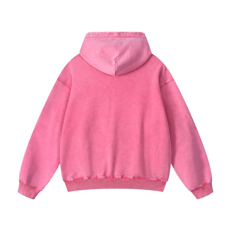 100% Cotton Oversized Hoodie Custom logo Acid Washe High Quality New Design Wax Printing Distressed Hoodies Men Streetwear