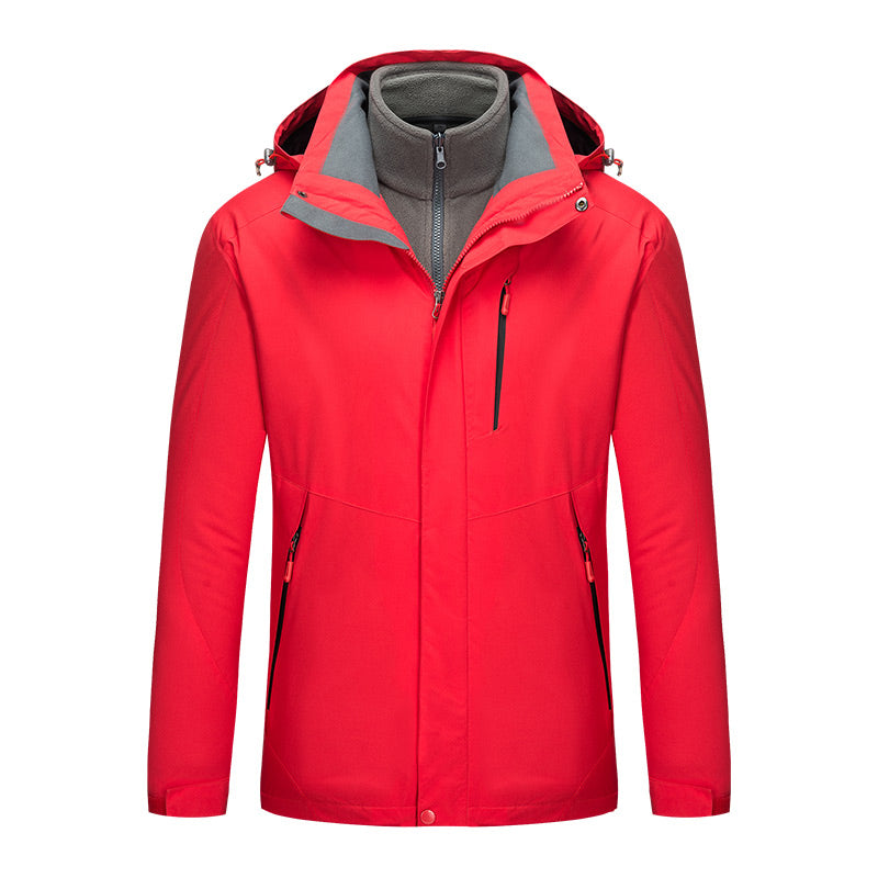 7color Three in One Waterproof Jacket the Outer Layer and Inner Liner Detached Combined or Worn Separately the Hat Can Removed