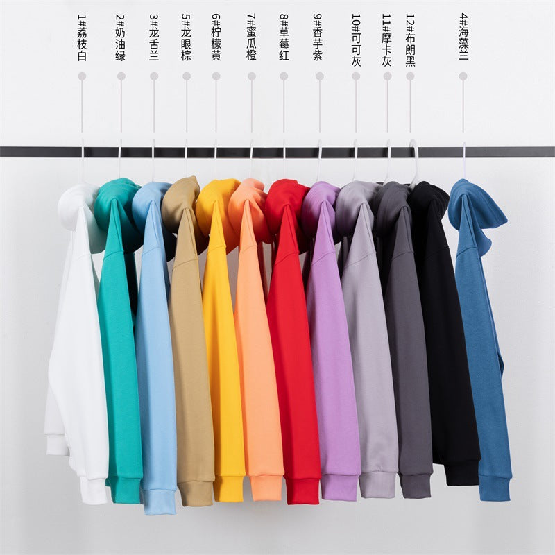 Custom Drop Shoulder Pure Color Blank Pullover Streetwear Heavyweight Unisex High Quality Custom Puff Print Multicolored Hoodie