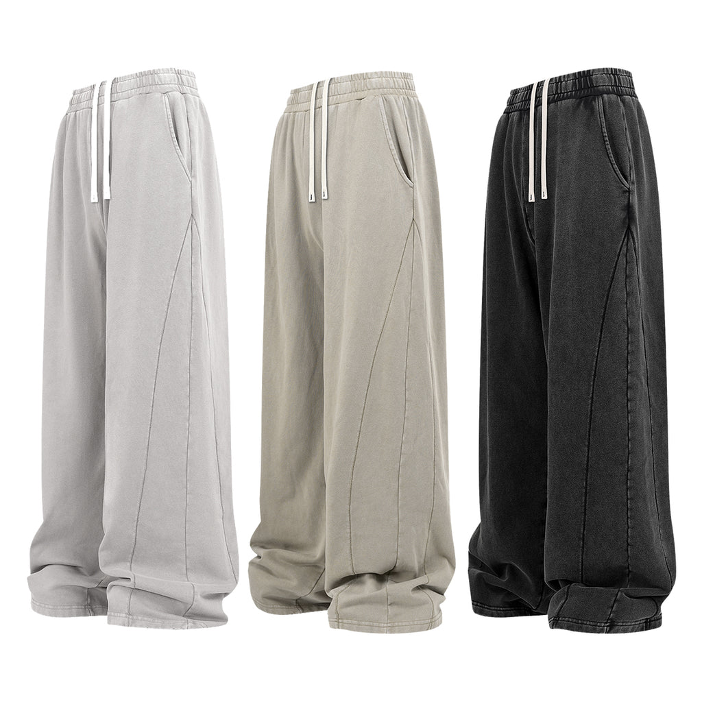 400g Heavyweight Sweatpants Custom Acid Wash Wide Leg Blank Vintage Streetwear New Design Wholesale Men's Sweatpants