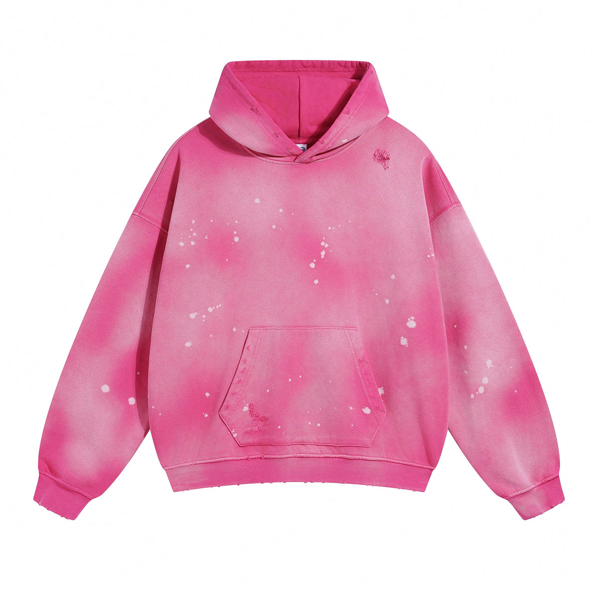 450 Grams of Spray Dyed Ink Blending Distressed Hole Punched Vintage Hooded Sweatshirt Unisex Loose Heavyweight Hoodies Winter