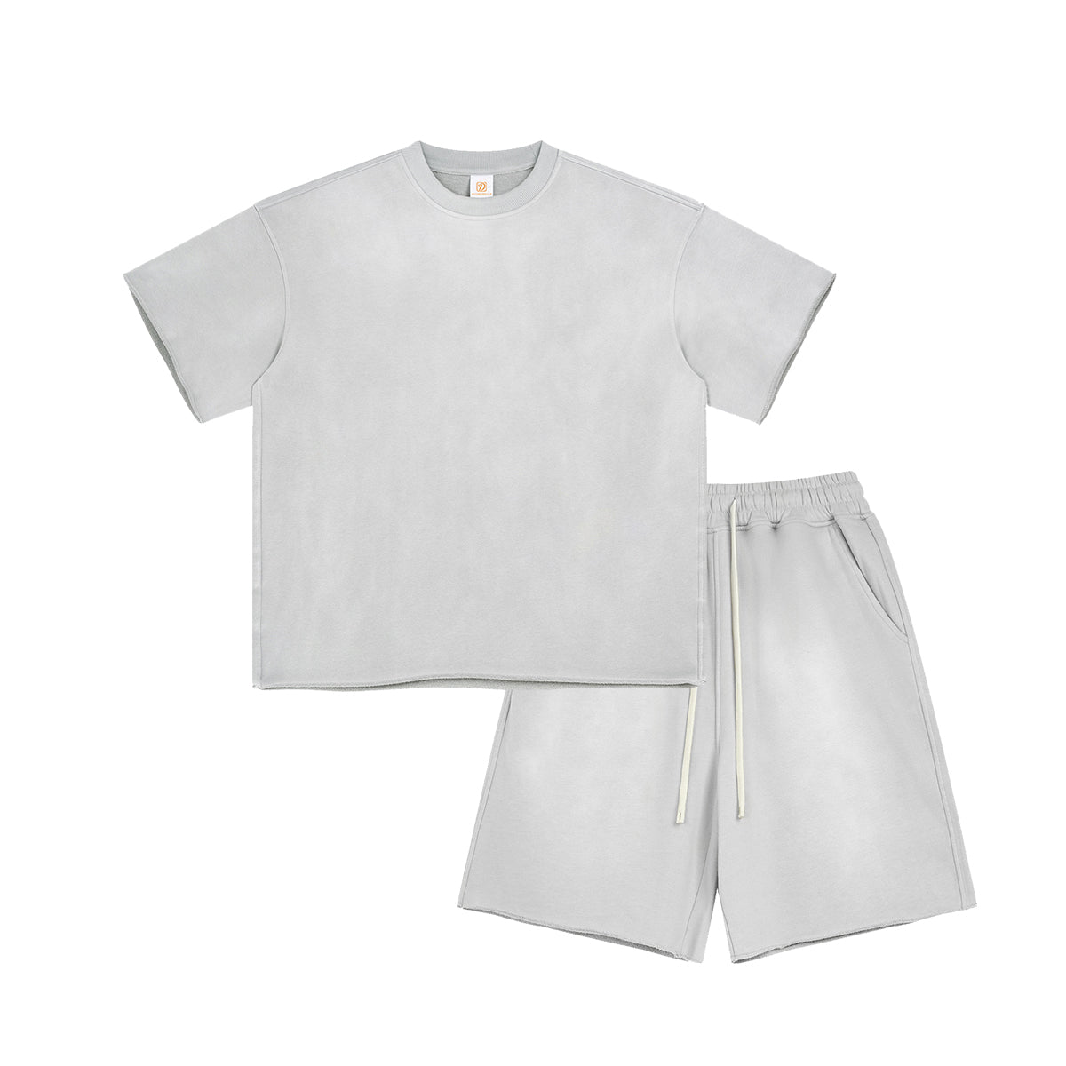 Custom Terry Acid t Shirt and Shorts Set Vintage High Quality O-neck Streetwear Summer Fashion Heavy Cotton T-shirts Suit