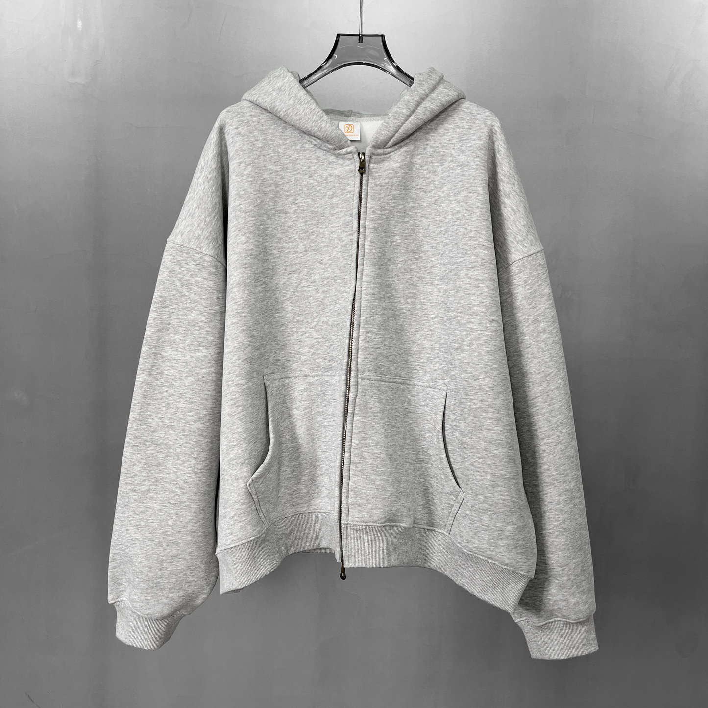 Boxy Loose Double-headed Zipper Fleece Custom Puff Print Short Unisex High Quality Drop Shoulder Heavyweight Streetwear Hoodie