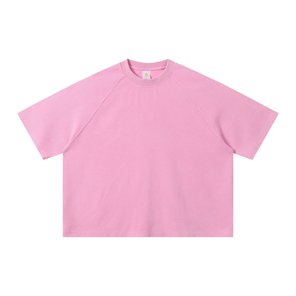 Summer Version Men's T-shirts Waffle Wash Distressed Boxy Short and Wide Style Customize Your Own Exclusive Design High Quality