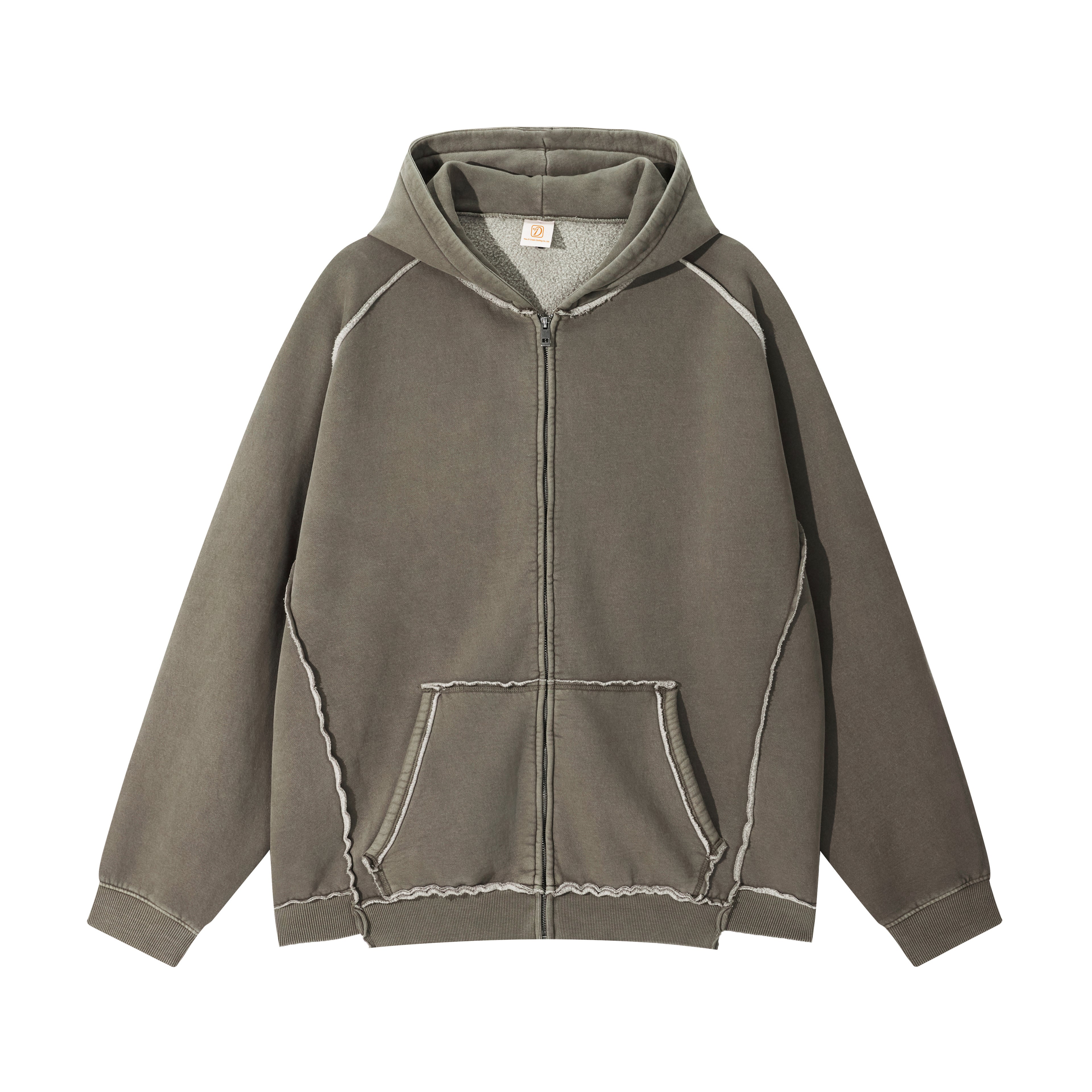 Heavyweight Cutom Hoodies logo Streetwear Washed Oversized Fleece Drop Shoulder Puff Print Fashion Men's Hoodies & Sweatshirts