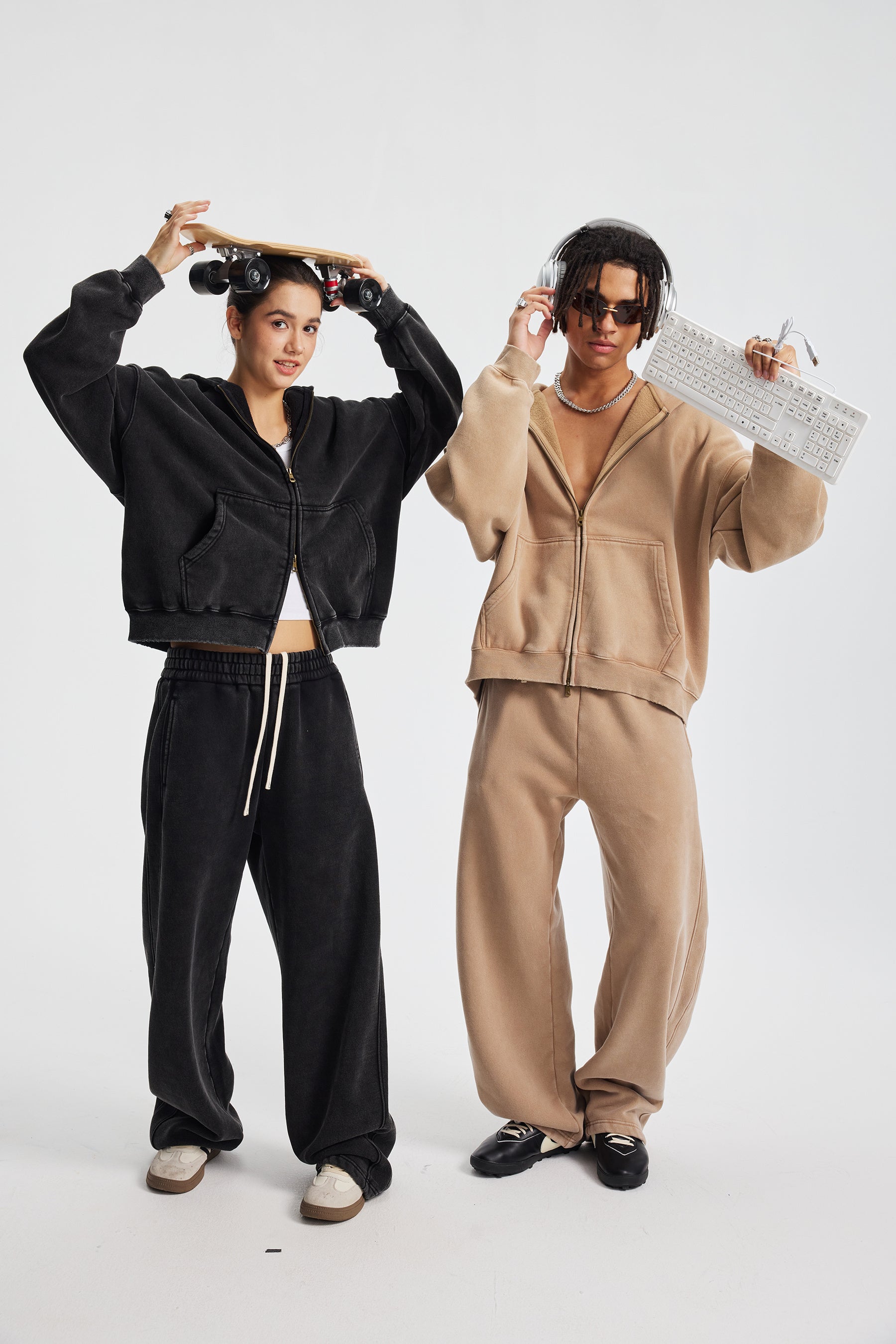 High Quality Unisex Boxy Short Sport Washed Vintage Knitted Casual Hoodies